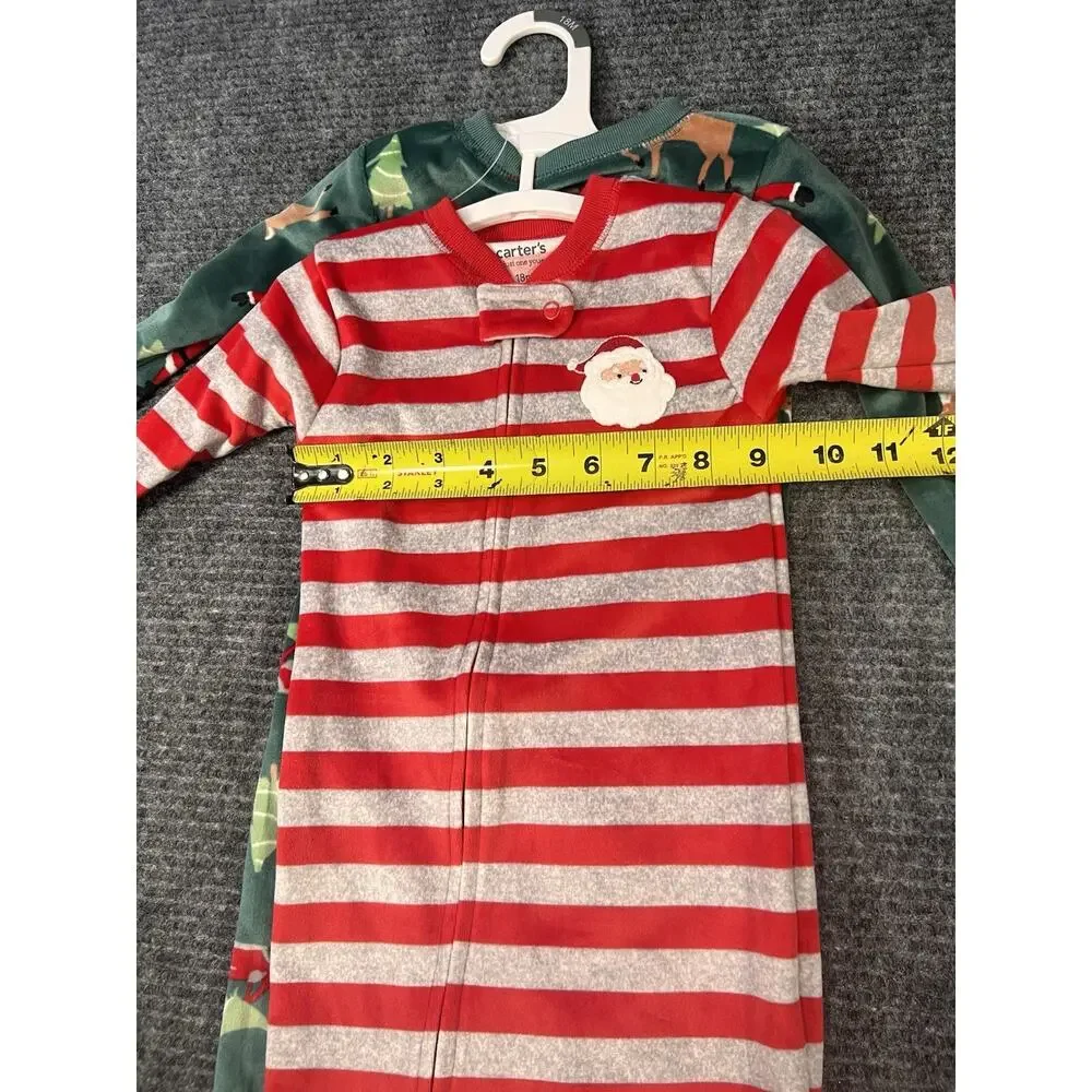 Carter’s Just One You Baby 12-18M Santa Christmas Footed Fleece Pajamas 2Pc NWT
